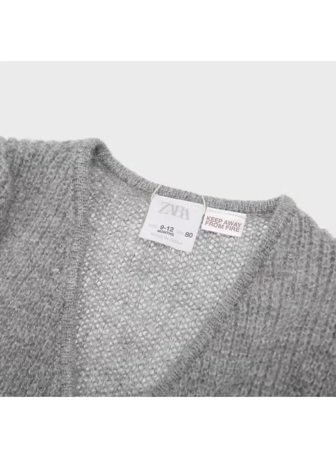 Кардиган вязаный минималистичный Zara, серый — фото 4