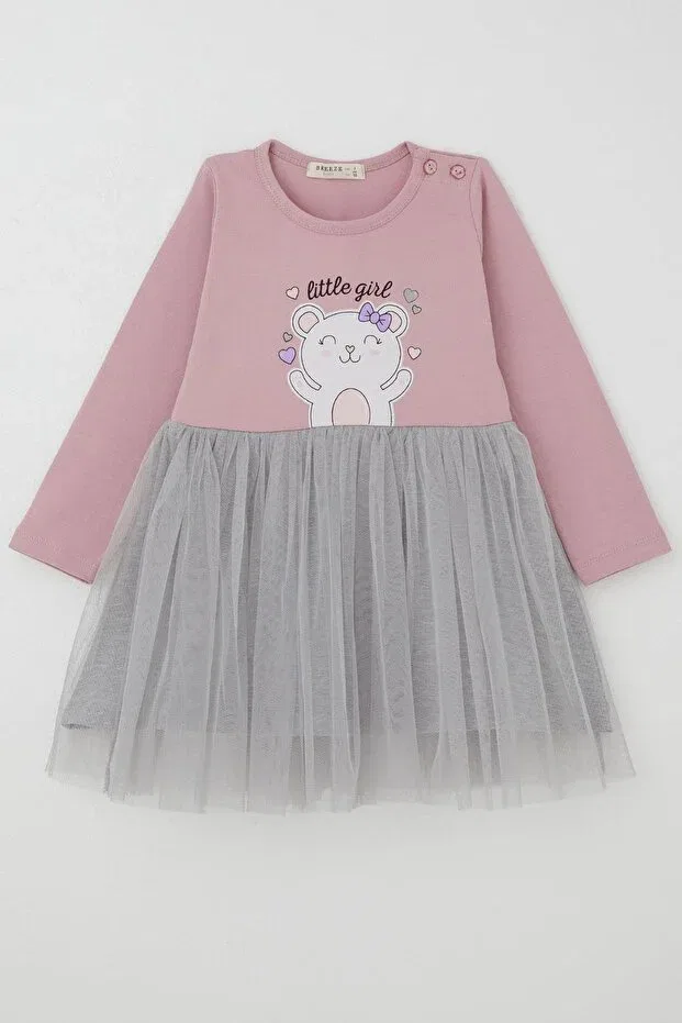 Детское платье для девочек с принтом Happy Teddy Bear Breeze, Lilac