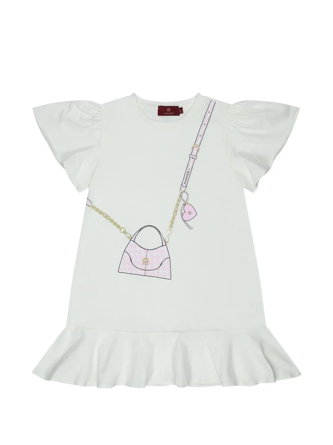 Платье с оборками и принтом Aigner Kids, белый