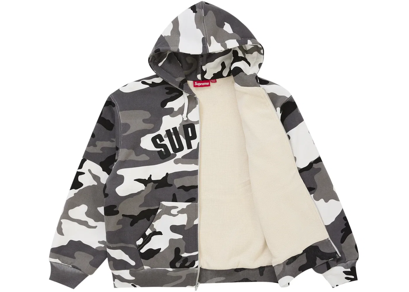 Мужская куртка-худи на молнии с принтом Supreme Arc Thermal Lined Zip Up Hooded Sweatshirt, Snow Camo — фото 2