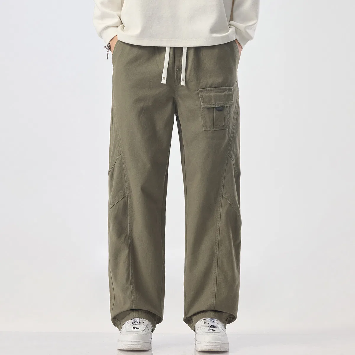 Детские повседневные брюки из хлопка Tonlion, Army Green — фото 4