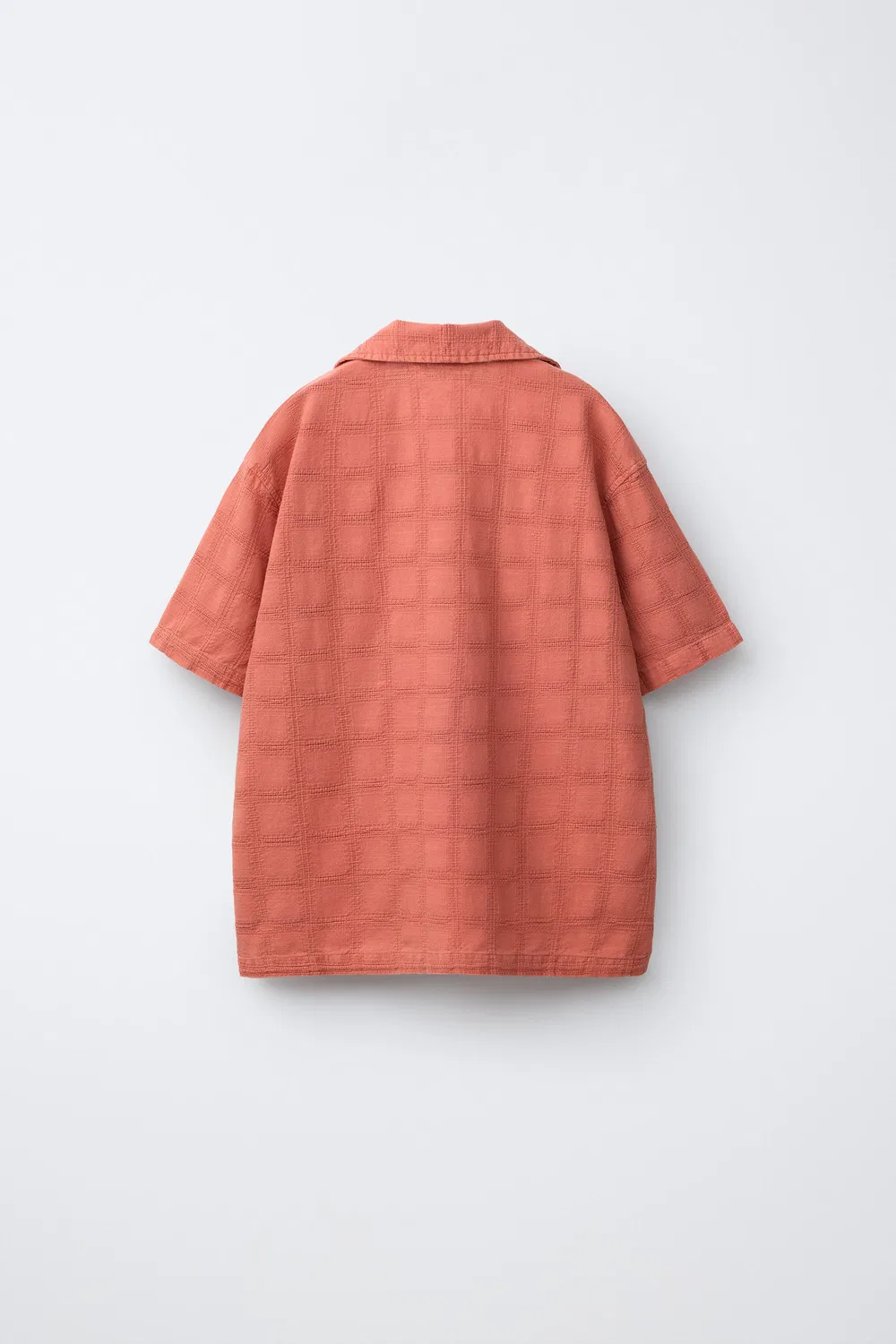Рубашка в клетку с текстурой ZARA, Orange — фото 2