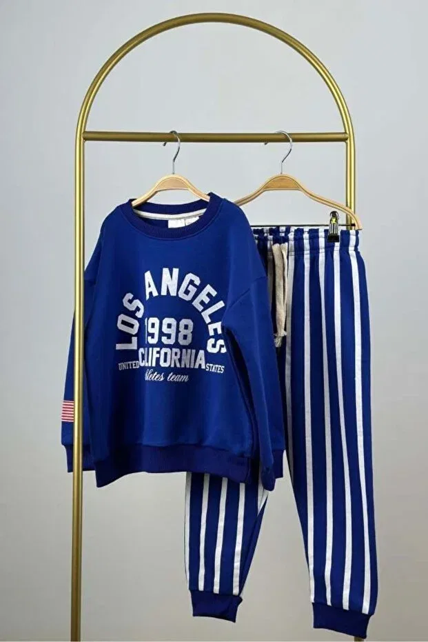 Детский комплект спортивного костюма с принтом Los angeles printed tracksuit set Booni Jooni, Blue — фото 3