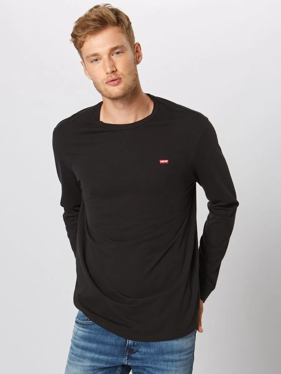 Футболка LEVI'S Regular fit 'LS Housemark Tee' черного цвета — фото 2
