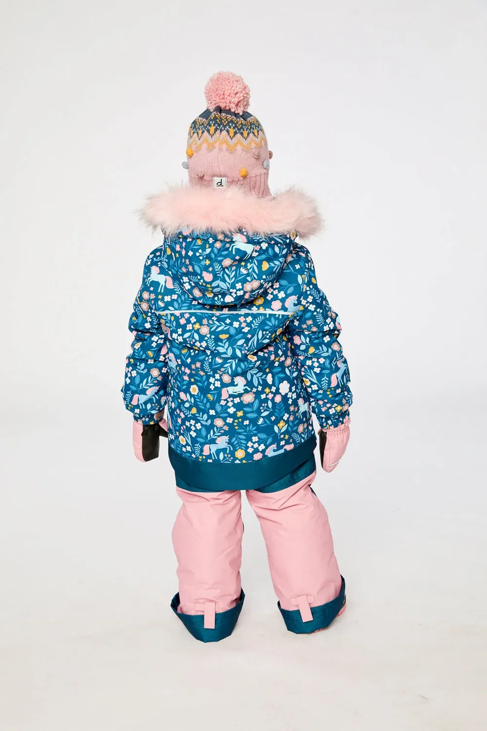 Детский комбинезон зимний с принтом единорога Deux par Deux, Blue and Pink Unicorn Print — фото 4