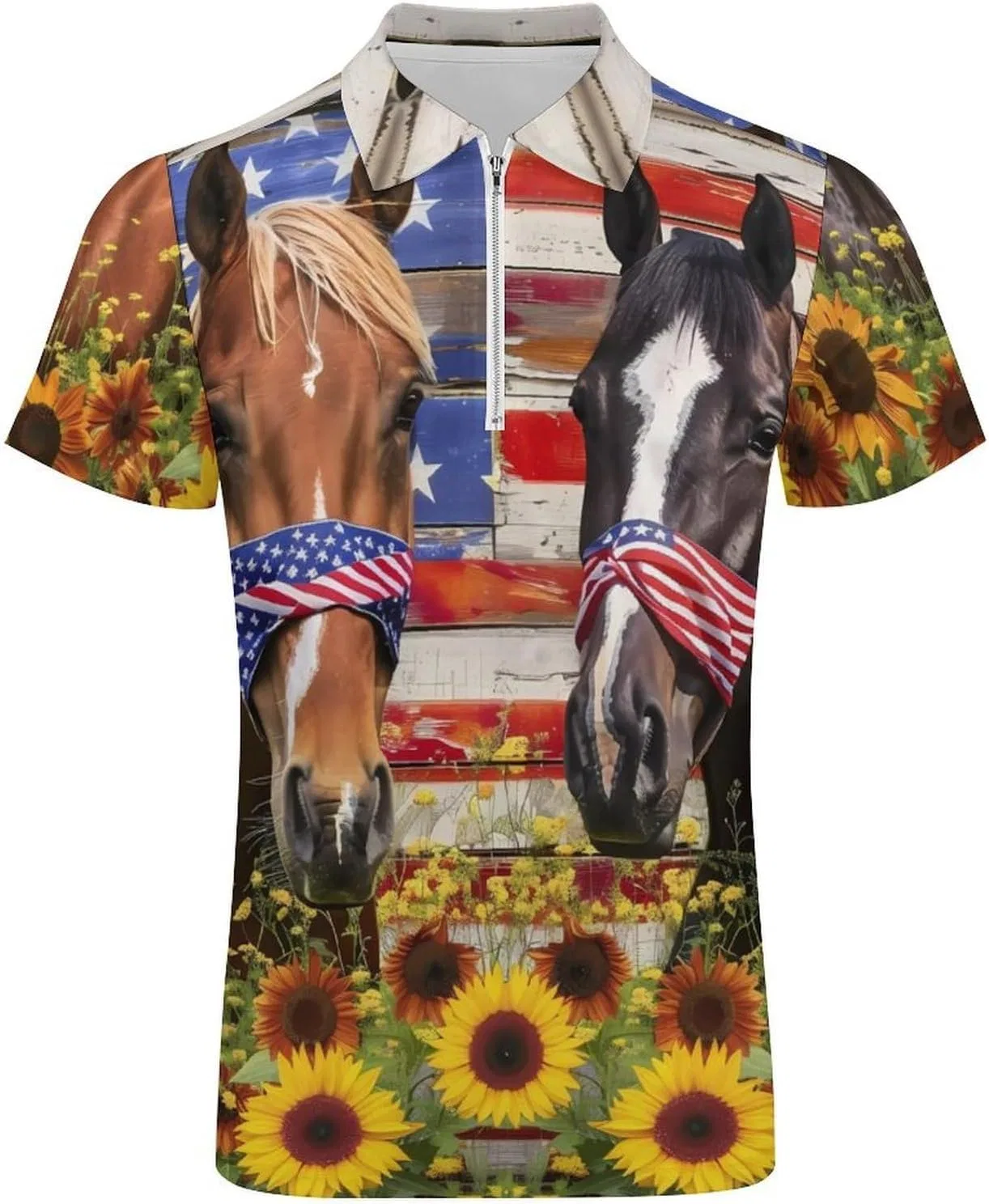 Мужская футболка с принтом Horse Sunflower U.S. Flag Forsjhsa, Style — фото 4