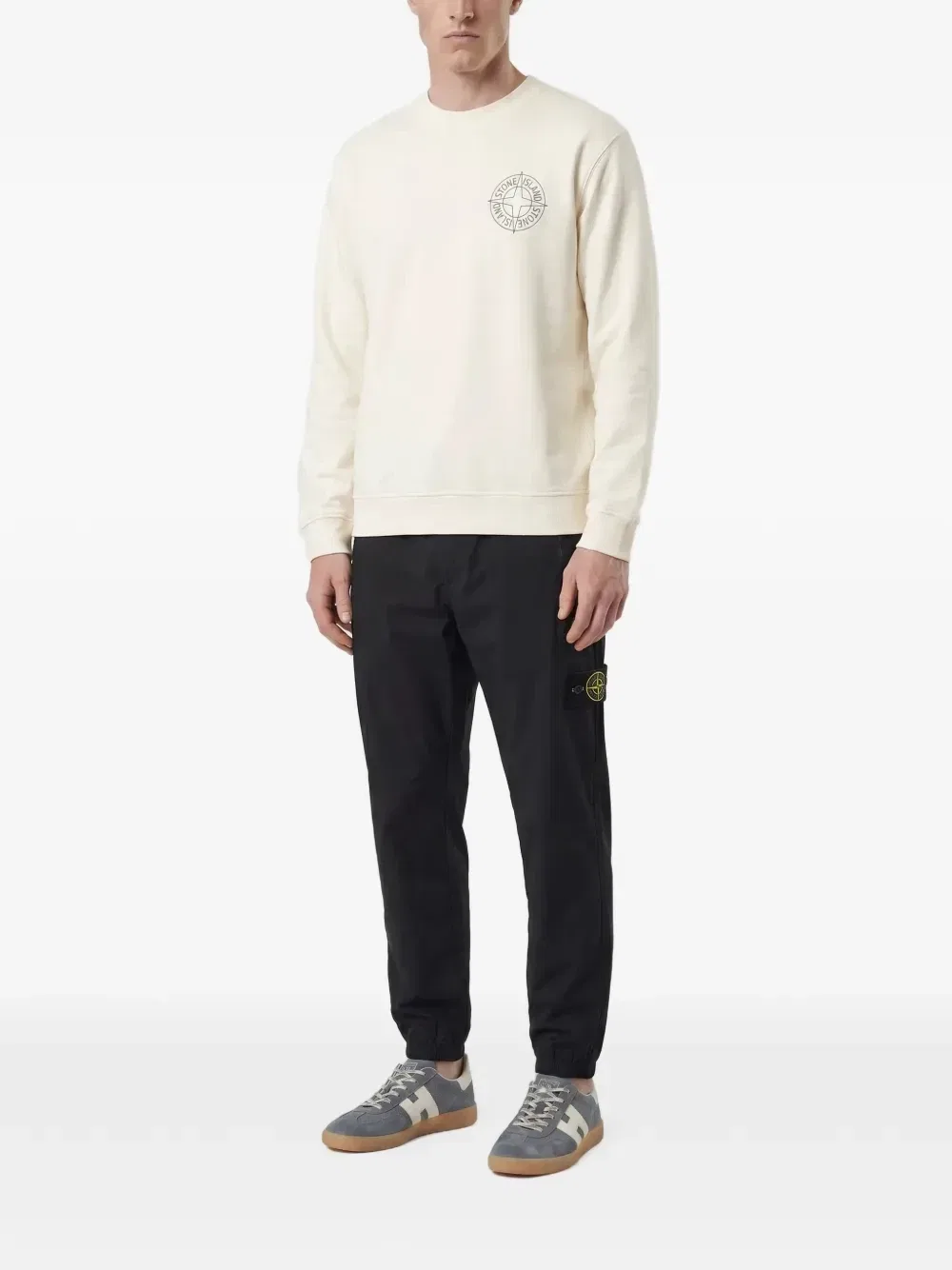 Толстовка с логотипом Stone Island, бежевый — фото 3