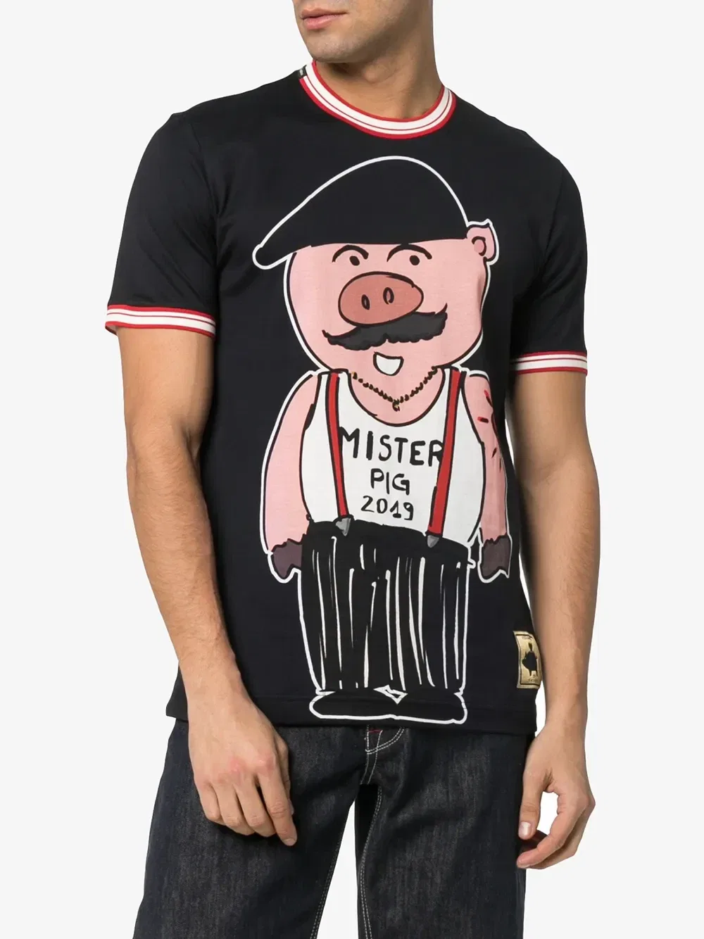 Футболка с принтом Sicily Pig DOLCE & GABBANA, черный — фото 3