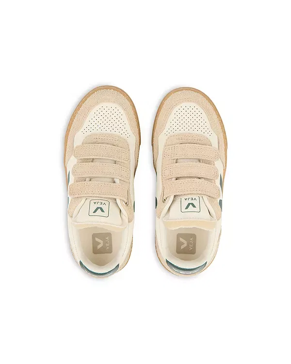 Детские кроссовки для девочек с липучками V-90 Sneakers Veja, Pure Golf Almond — фото 3