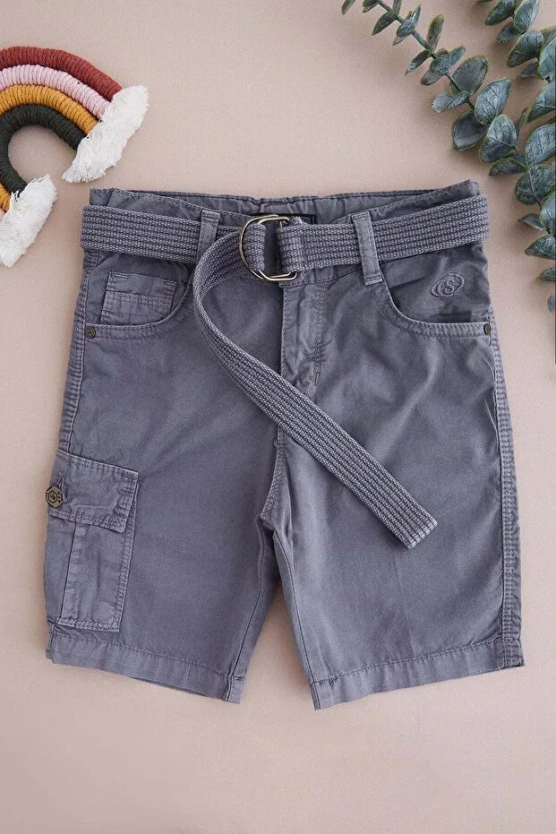 Детские шорты-карго для мальчиков с поясом Beli Fulla Moda, Smoke Grey
