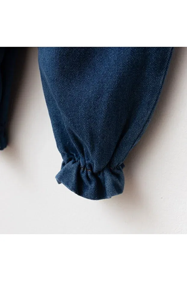 Детский комбинезон для девочек с вышивкой Momercy, Navy Blue — фото 4