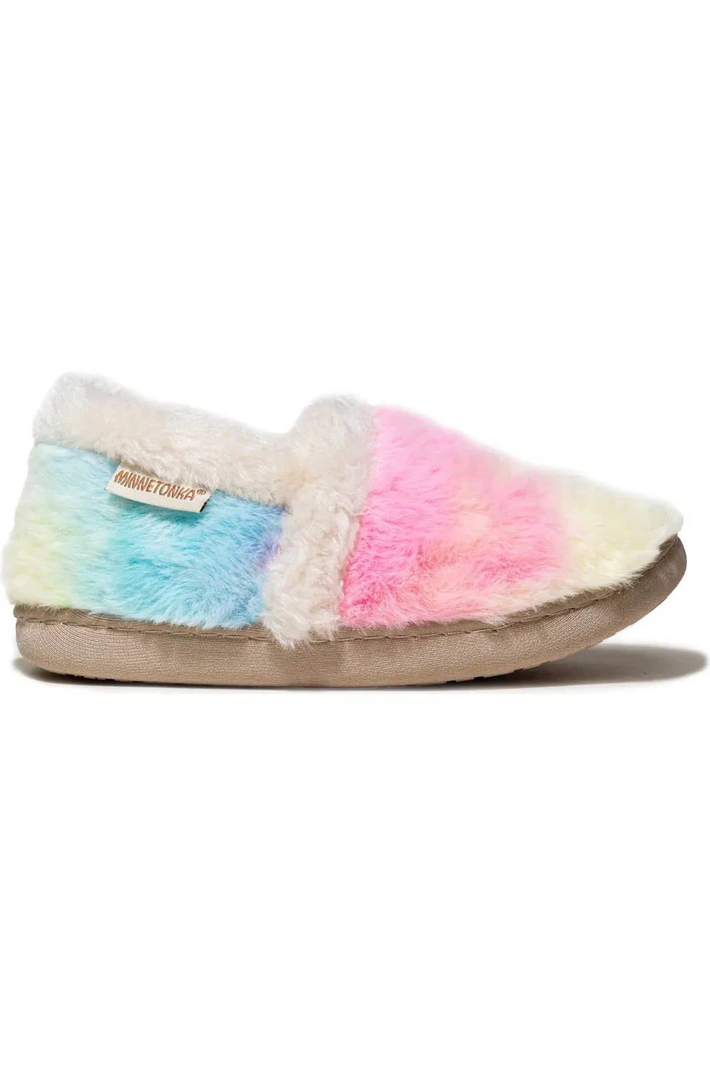 Детские тапочки на искусственном меху Daina Minnetonka, Ivory Multi Color — фото 3