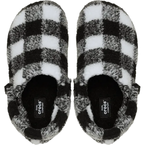 Сабо Crocs Classic Buffalo Check Cozzzy Slipper, черный/белый — фото 3