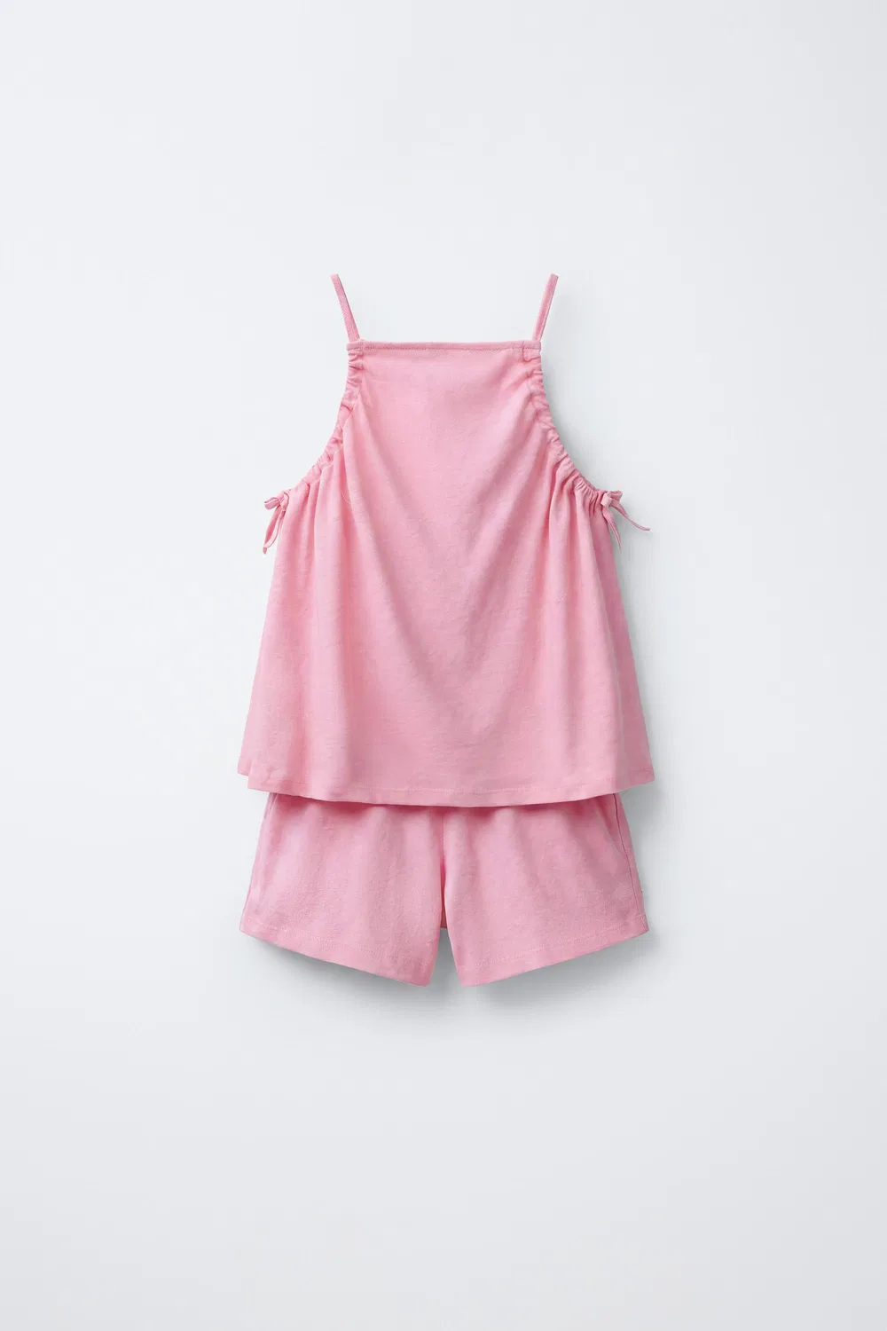 Комплект из топа и шорт-бермуд из смеси хлопка и льна ZARA, Mid-Pink