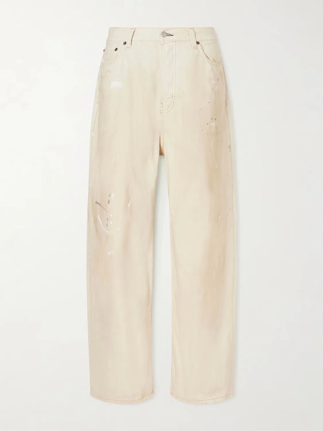Джинсы с заниженной талией и кожаной отделкой 2023 год Acne Studios, белый