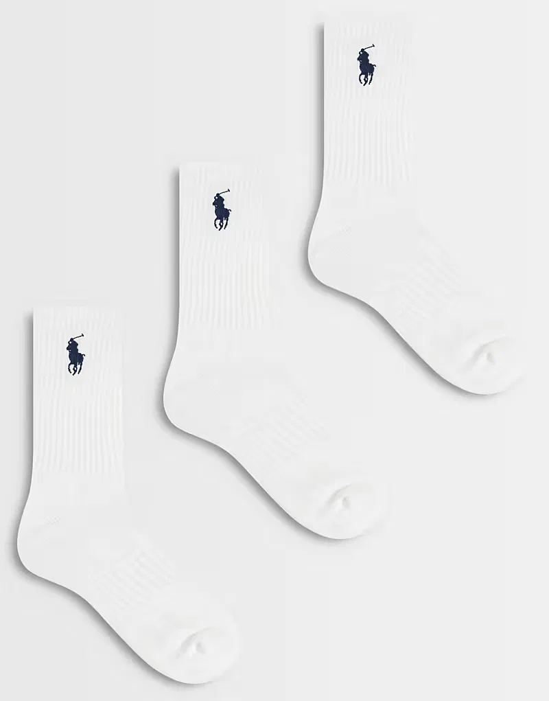 Носки высокие с крупным логотипом Icon 3 шт Polo Ralph Lauren, белый