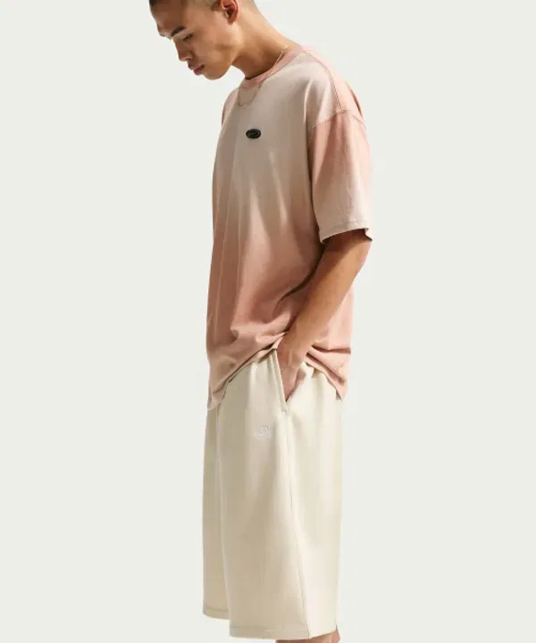 Шорты спортивные оверсайз френч терри Nike, светло-хаки/белый — фото 4