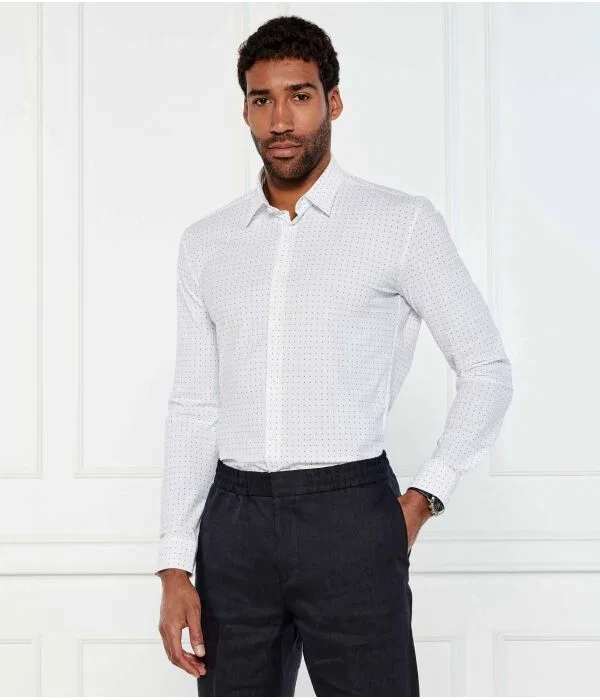 Мужская рубашка с длинным рукавом P-Roan-Kent-C1-233 Slim Fit BOSS, белый