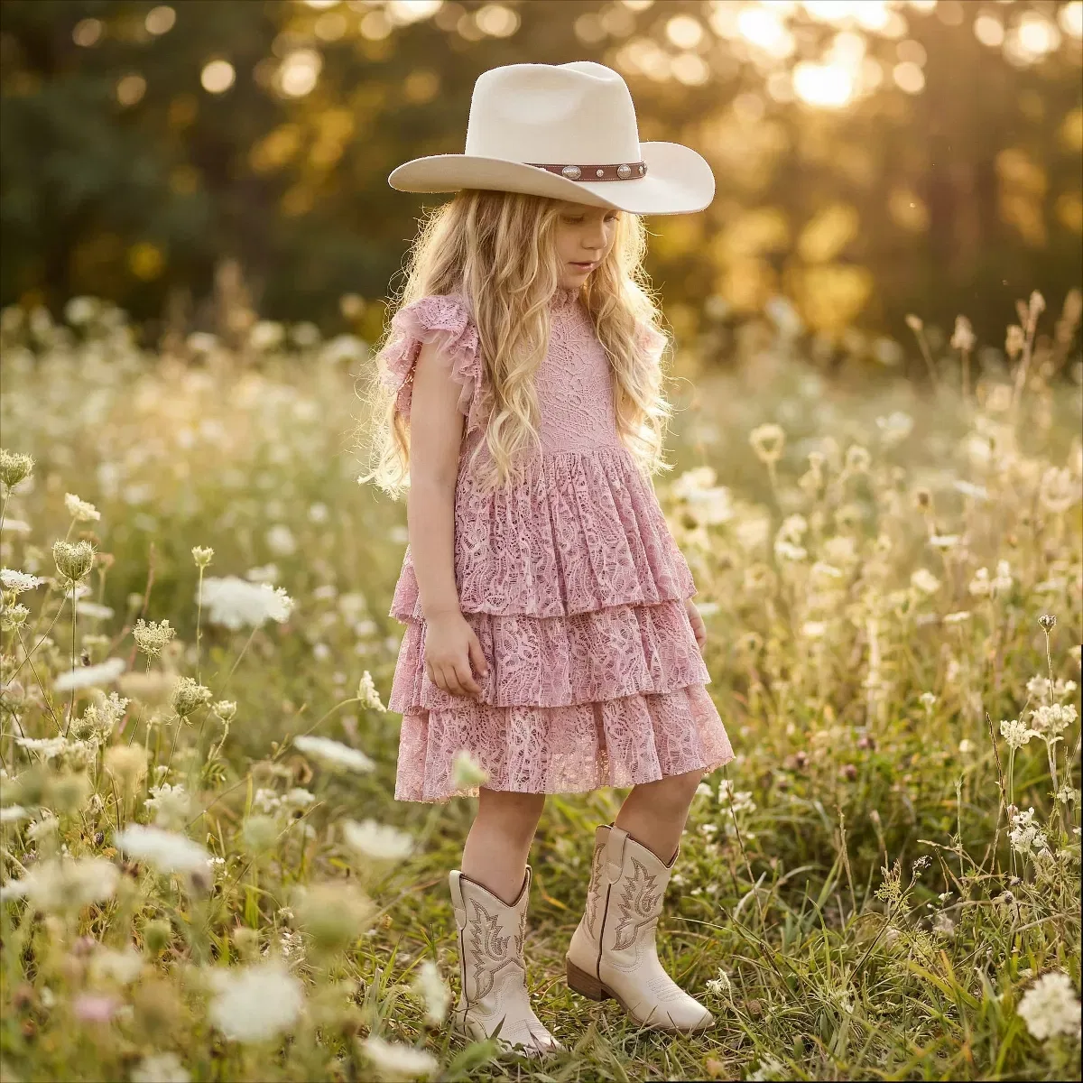 Детское платье для девочек с кружевом Iris Lace 2bunnies, Dusty Pink — фото 2
