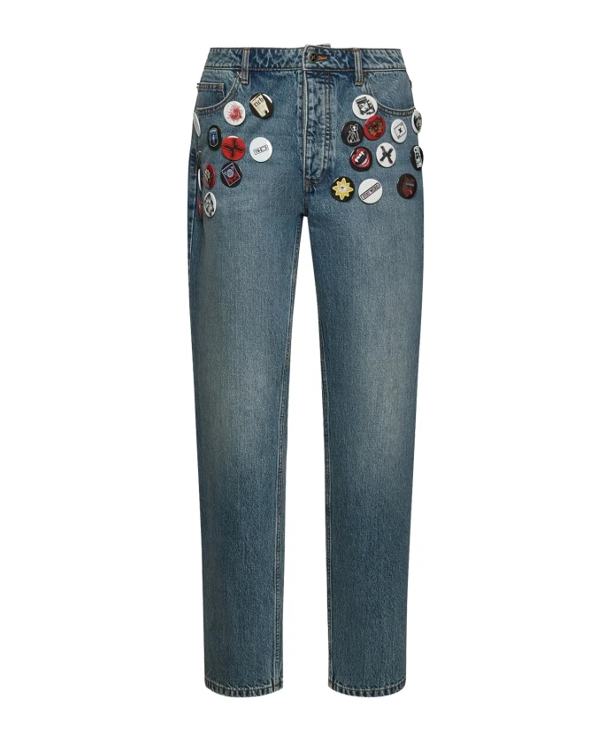 

Мужские джинсы с нашитыми нашивками и декоративными деталями. Richmond, синий