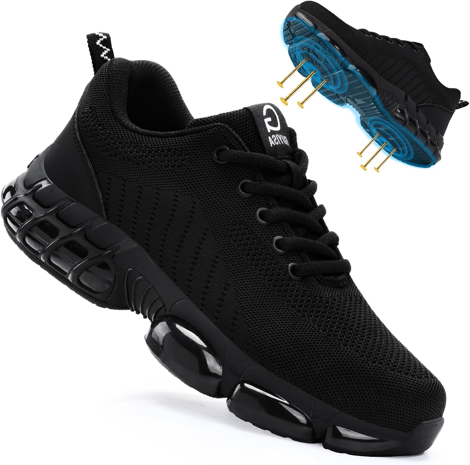 

Мужская обувь с стальным носком Легкие туфли для строительства и промышленности Кроссовки с защитным носком Безопасная и удобная обувь для мужчин и женщин Baiyijia, черный