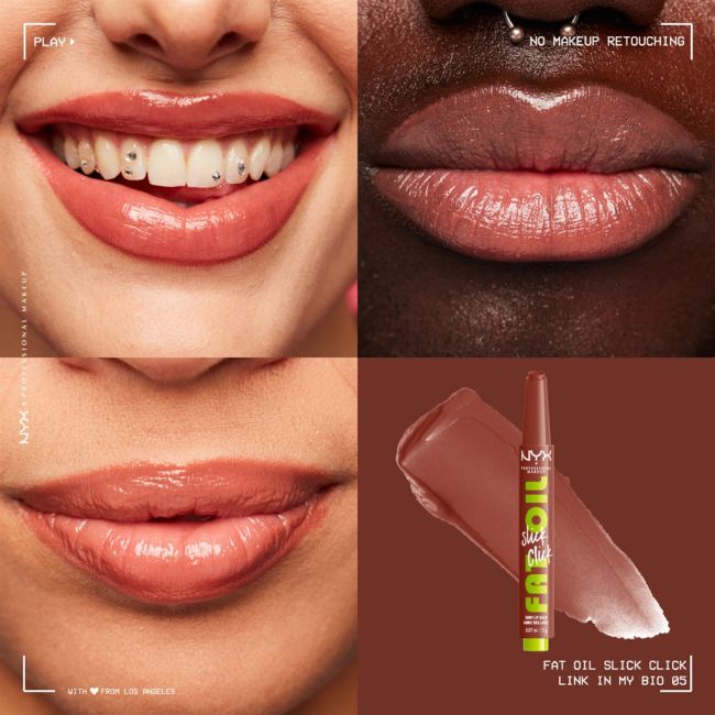Жирный масляный скользящий щелчок блестящий бальзам для губ NYX Professional Makeup, цвет link in my bio, 2 гр — фото 3