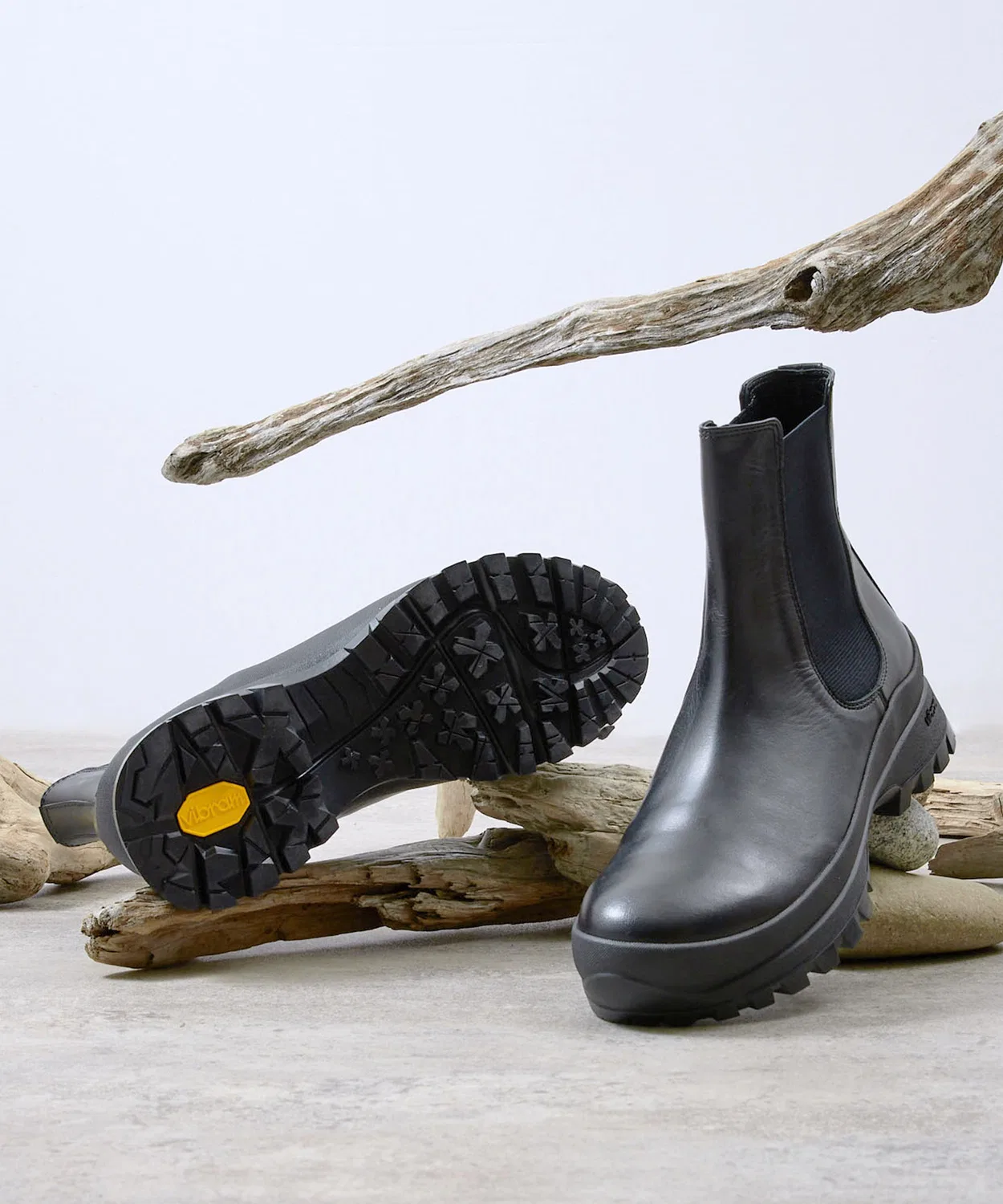 Ботинки PADRONE SIDE GORE BOOTS с подошвой Vibram, кожаные, на молнии, 25-28 см, черные