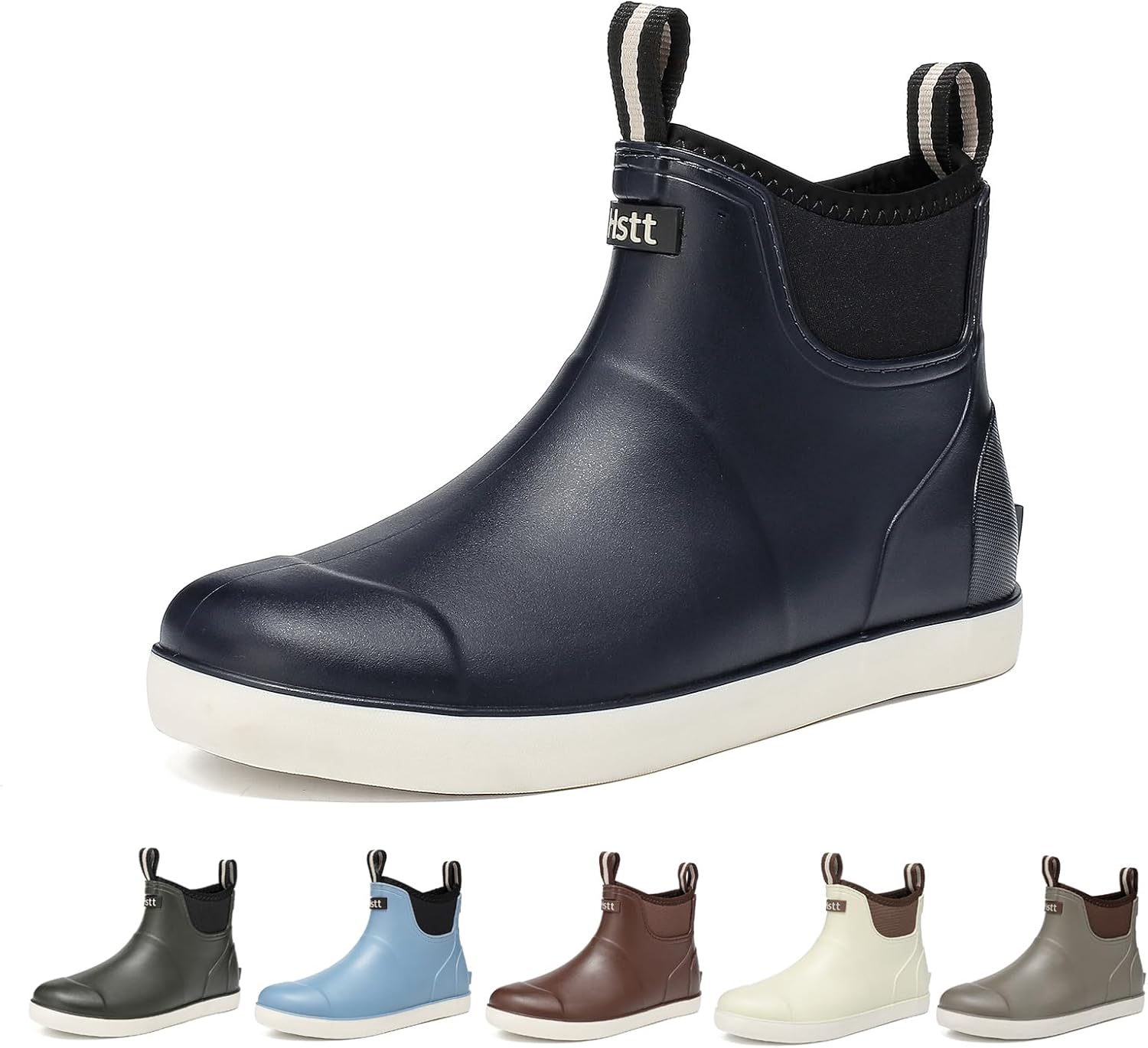 

Мужские ботинки для палубы, водонепроницаемые туфли для палубы, дождевые ботинки, ботинки для рыбалки в соленой воде, резиновые нескользящие садовые сапоги для садоводства, прогулок на лодке, кемпинга, парусного спорта и рыбалки Hsbdnzq, темно-с...