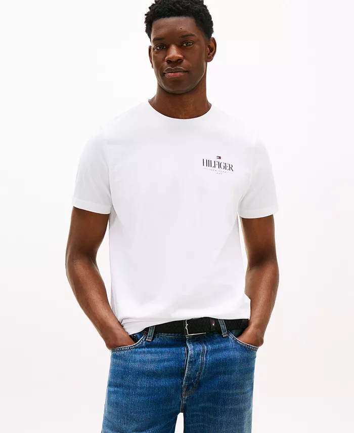 

Мужская футболка с коротким рукавом свободного кроя и круглым вырезом Stack Logo Tommy Hilfiger, белый