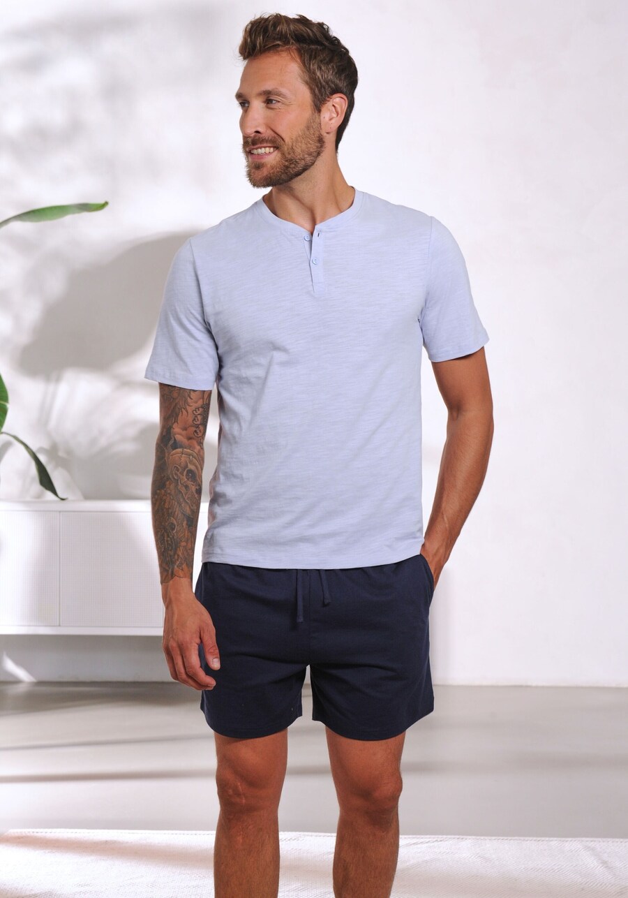

Короткая пижама Authentic Le Jogger, цвет Pastel blue/Dark grey/natural white