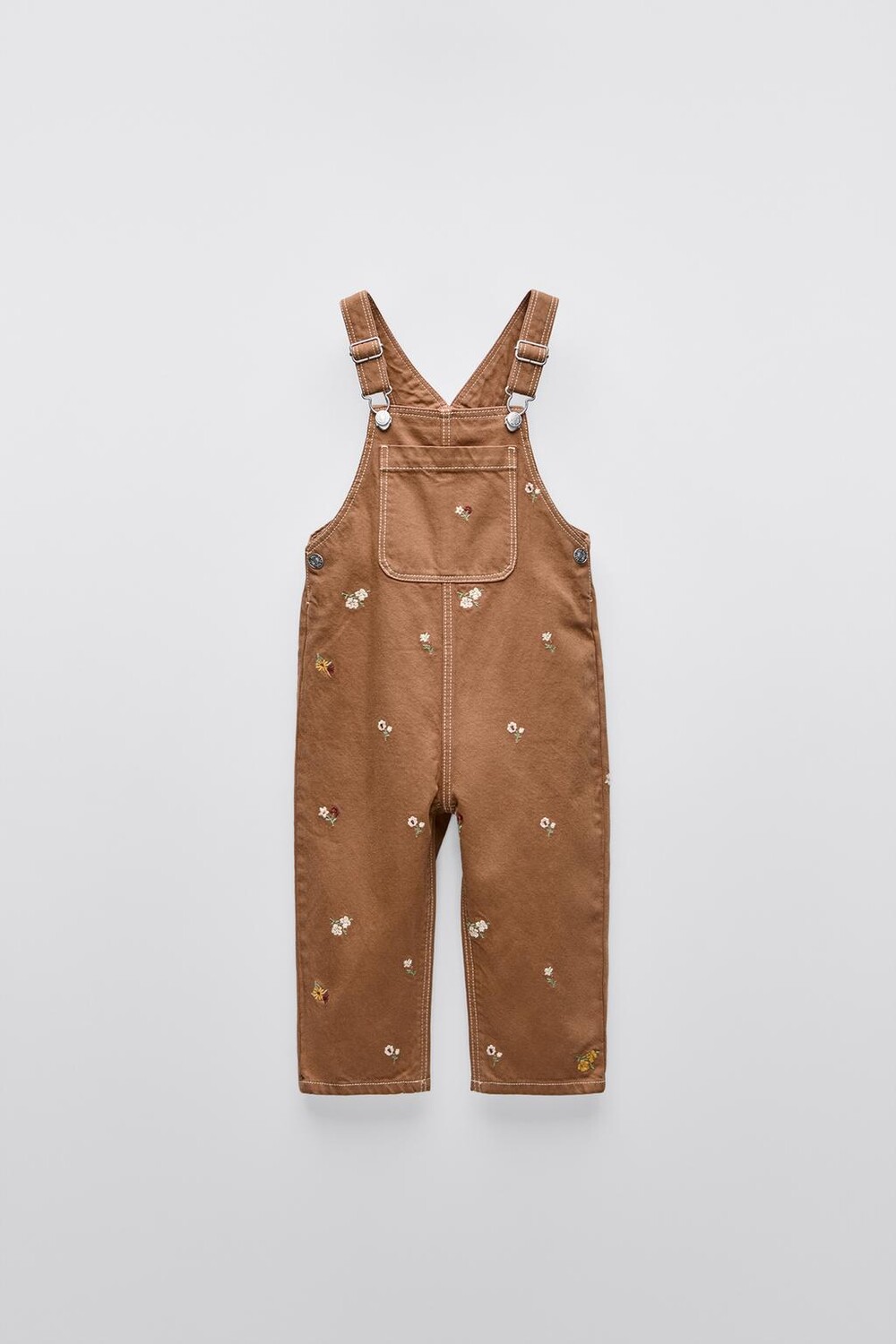 

Комбинезон из твила с вышитым цветочным узором ZARA, цвет caramel