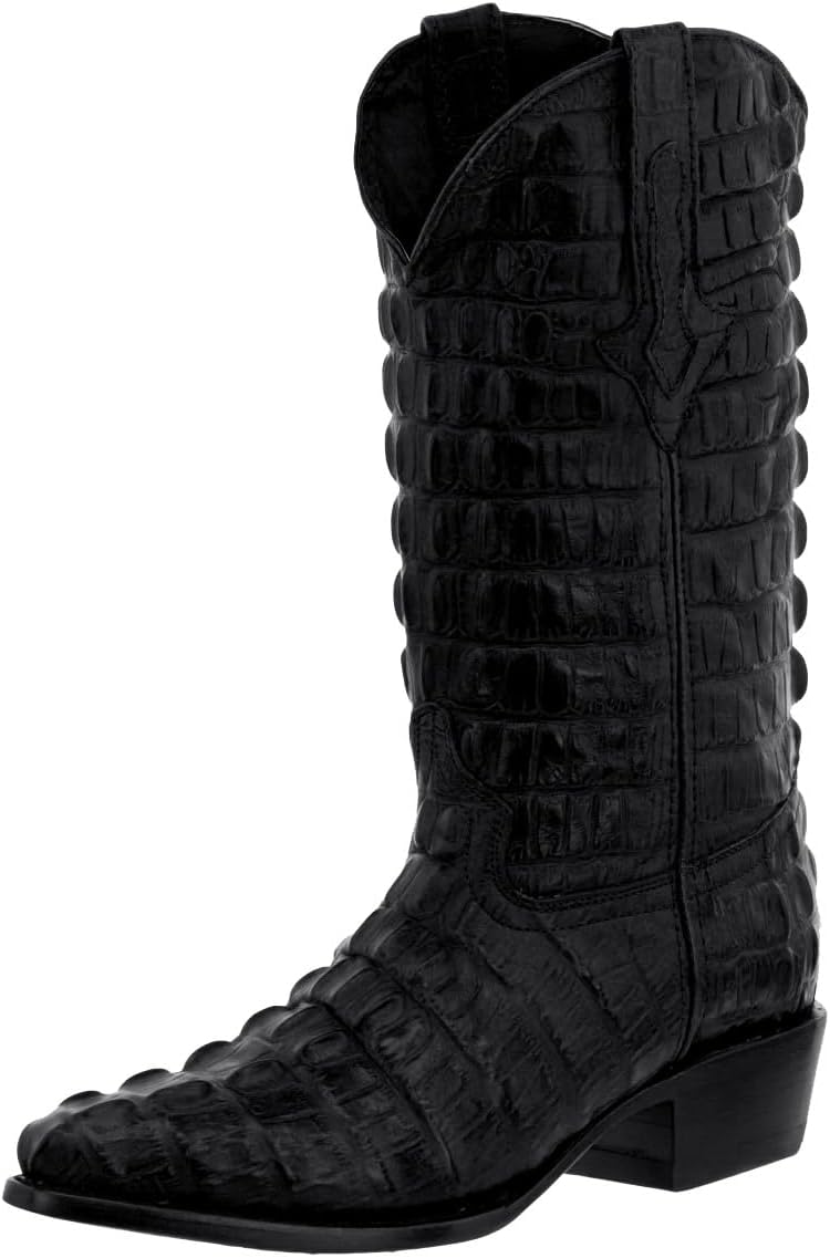 

Мужские черные ковбойские западные сапоги с полным принтом из крокодилового хвоста, носок J Cowboy Professional