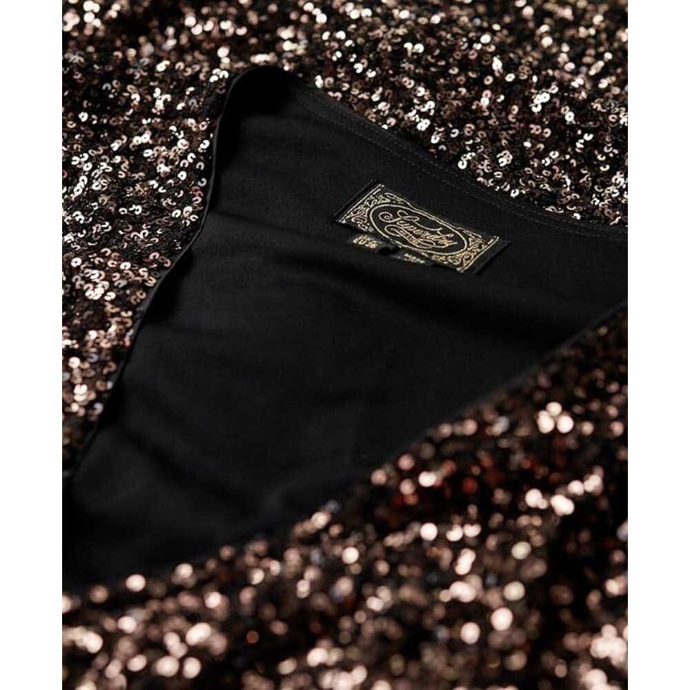 Короткое платье Superdry Sequin Wrap Long Sleeve, серебряный — фото 3