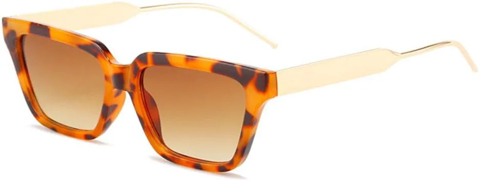 

Солнцезащитные очки с квадратной оправой из металлической стали 2027 года для женщин и мужчин. Модные, винтажные, популярные, для путешествий MTZJH, Leopard