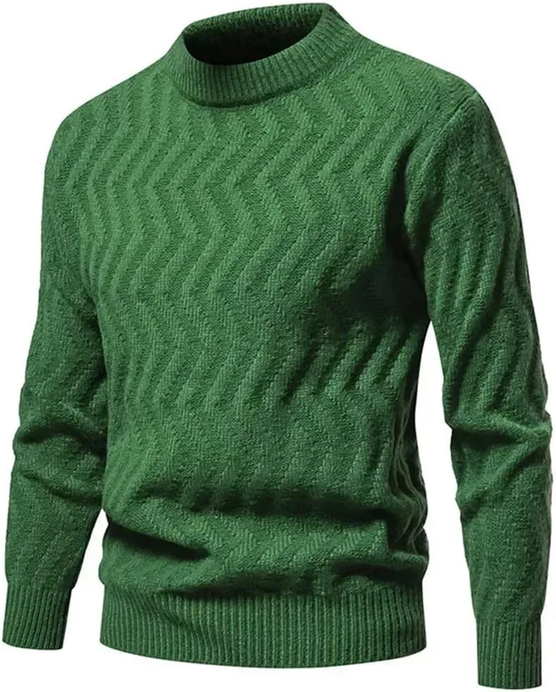 

Мужской полувысокий воротник свитер пуловер утепленный черный Nlievara