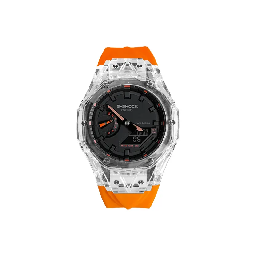 

CASIO Часы Unisex Liquid Crystal/Analog Dual Display Series Black Watch, Hublot Lava Orange Orange Strap