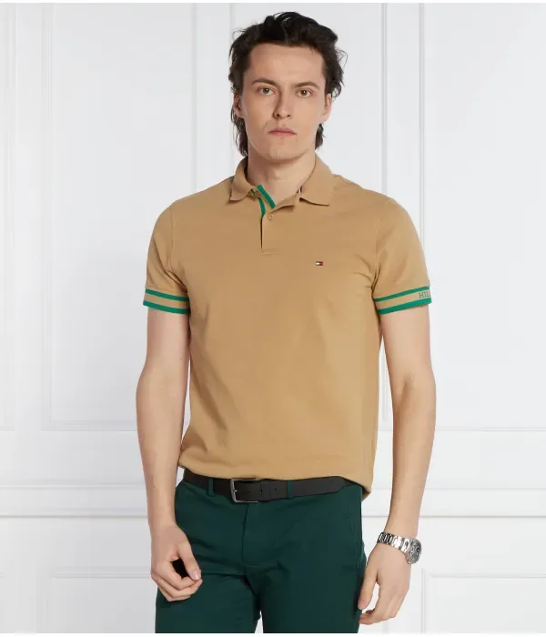 Манжета поло МОНОТИПА slim fit Tommy Hilfiger, бежевый — фото 3