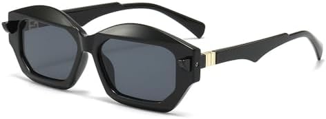 

Уникальные солнцезащитные очки неправильной квадратной формы для женщин, двухцветные, в стиле ретро для мужчин, с заклепками, градиентные, с защитой от УФ-излучения UV400 MTZJH, Black