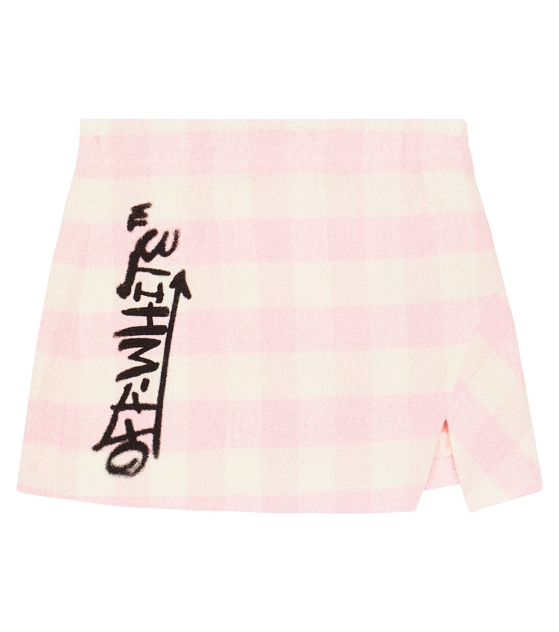 

Юбка из букле из смеси льна и хлопка в клетку Off-White, белый