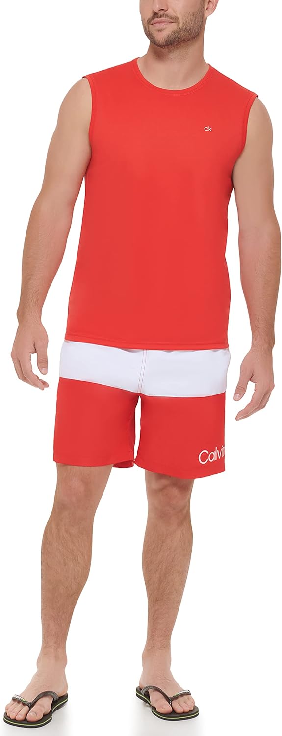 Мужская стандартная быстросохнущая рубашка без рукавов Calvin Klein UPF 40+, Red — фото 4