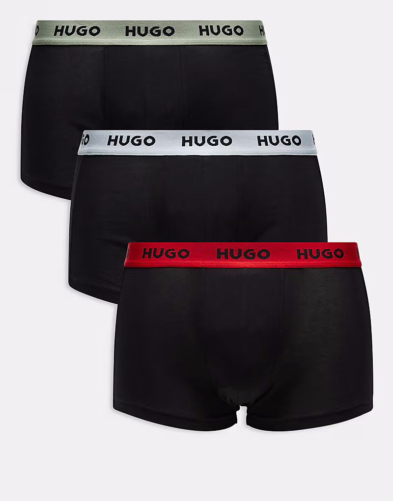 

HUGO RED, комплект из 3 пар трусов-боксеров с контрастным логотипом на поясе, черного цвета