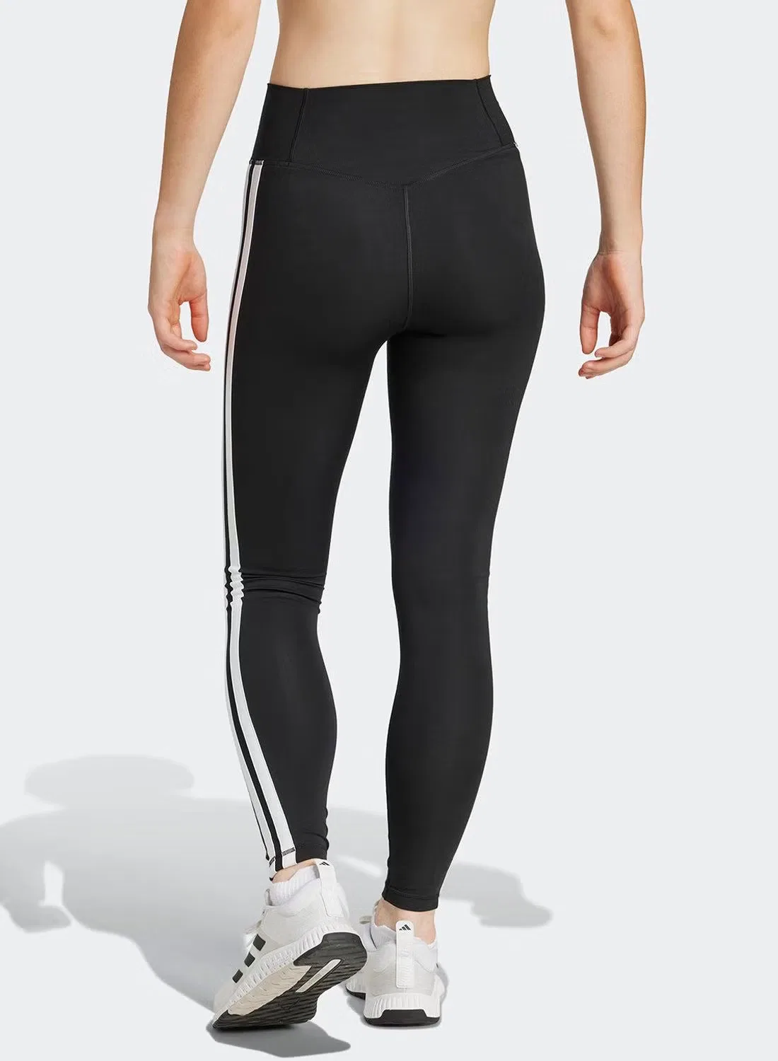 Леггинсы с 3 полосками Optimé Essentials 3-Stripes Adidas, черный — фото 2