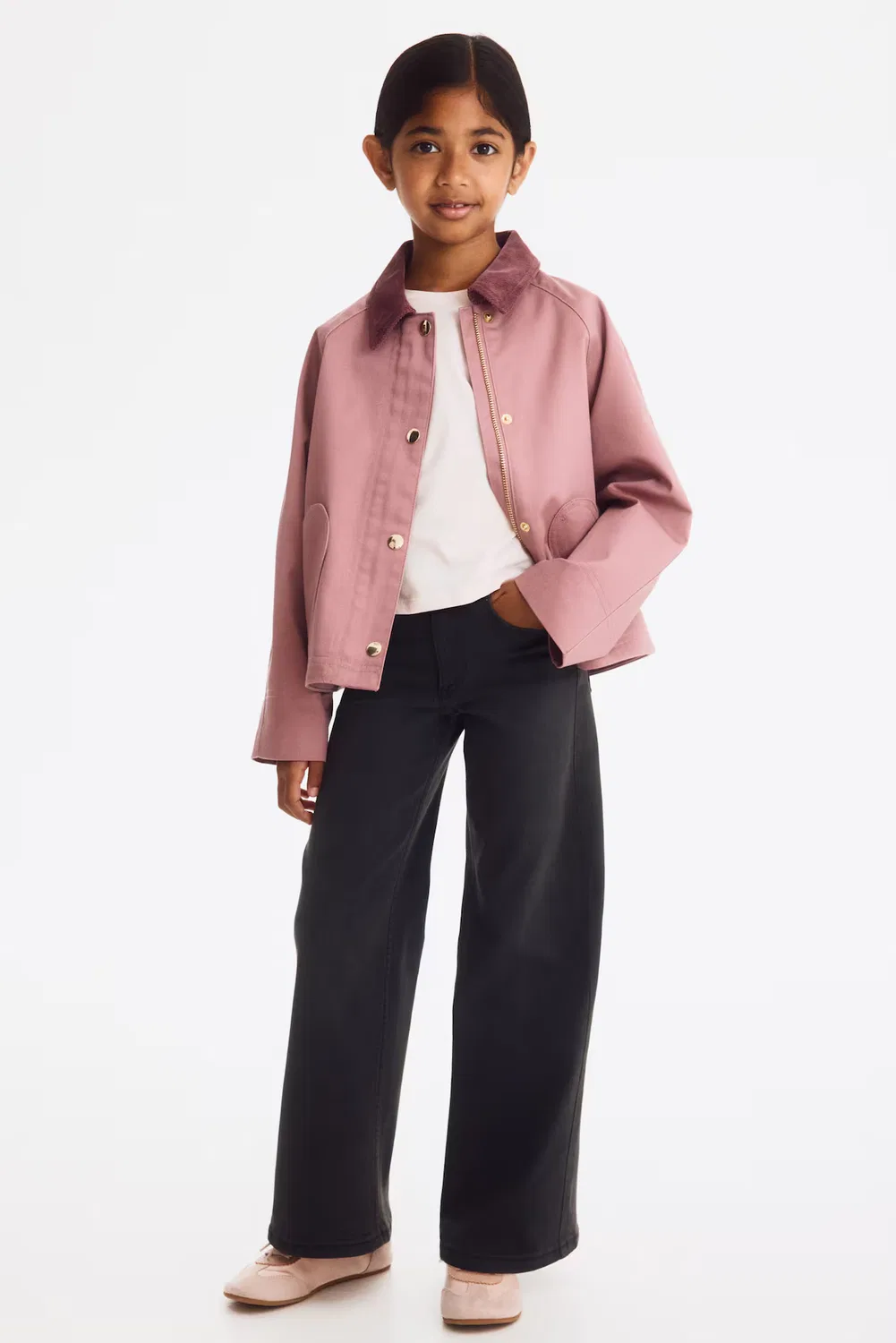 Джинсы с широкими штанинами из суперэластичной ткани H&M, Denimschwarz