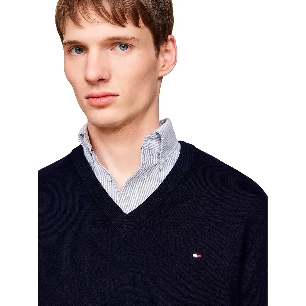 Мужской свитер с V-образным вырезом Tommy hilfiger, Blue — фото 3