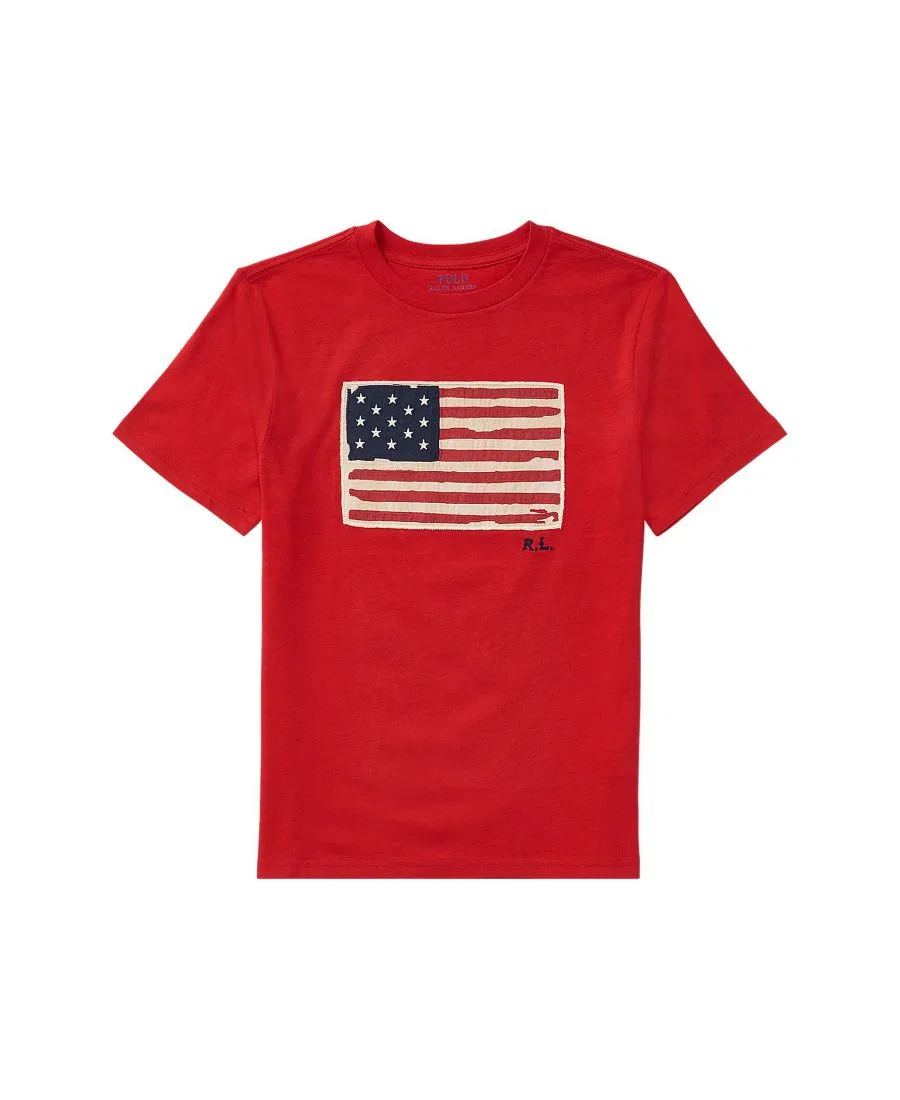 Футболка с принтом Flag Cotton Jersey Tee Polo Ralph Lauren, Rl 2000 Red — фото 3