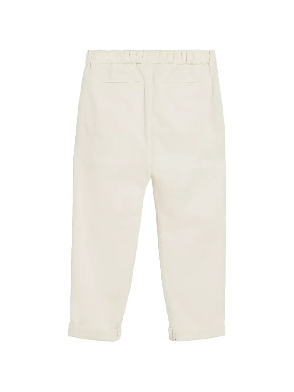 Габардиновые брюки с кулиской и складками Brunello Cucinelli Kids, бежевый — фото 2