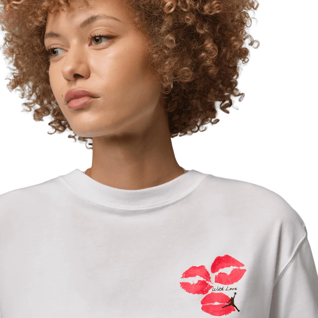 Футболка женская Jordan Flight Graphic KISS, цвет White/Red — фото 3
