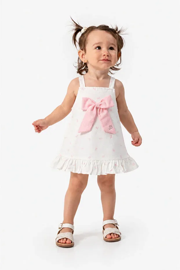 Детское платье для девочек с принтом на бретелях Summer Dress Jikko Baby, Pink — фото 4