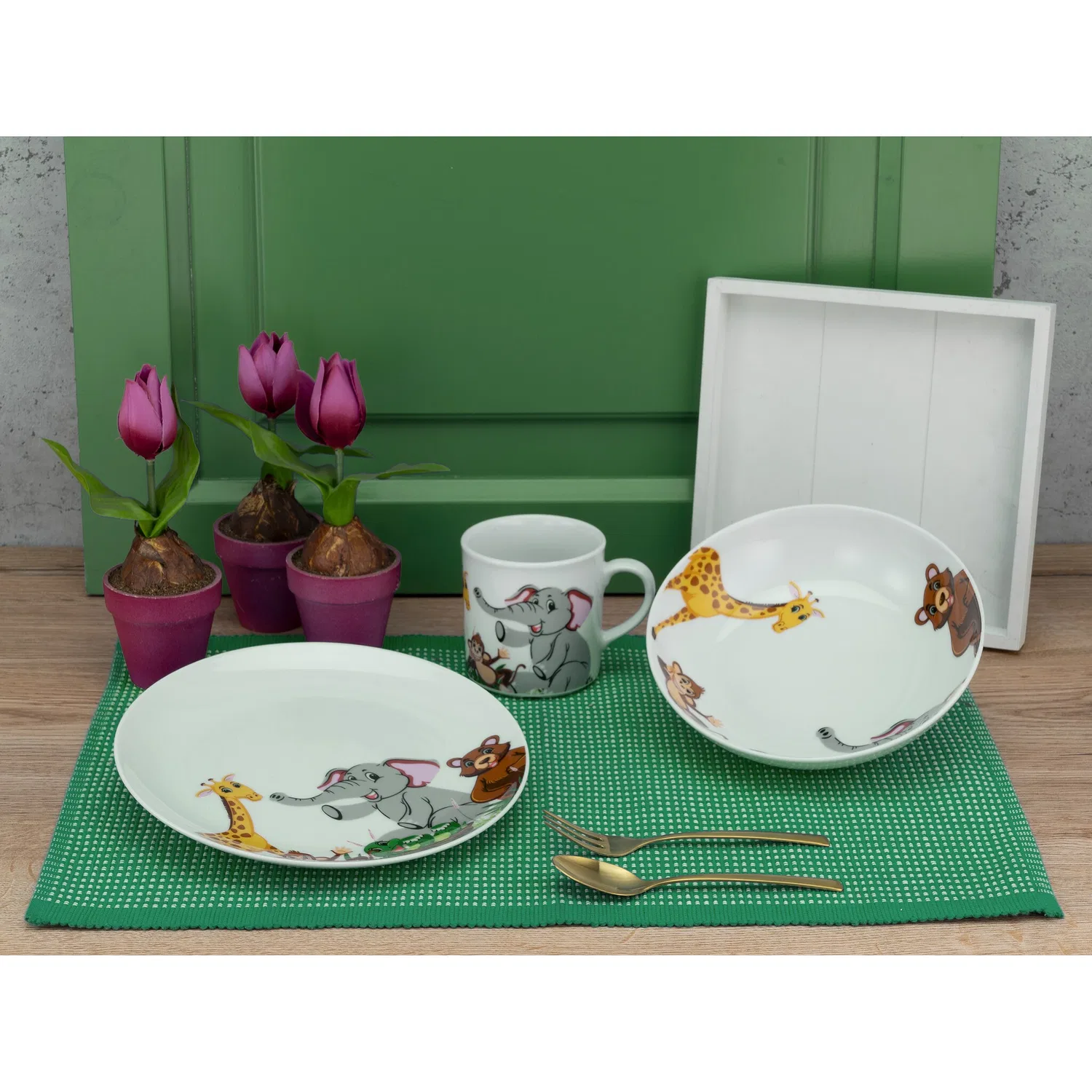 Детский набор посуды из фарфора 3 предмета Zoo CreaTable, Multicolor — фото 2