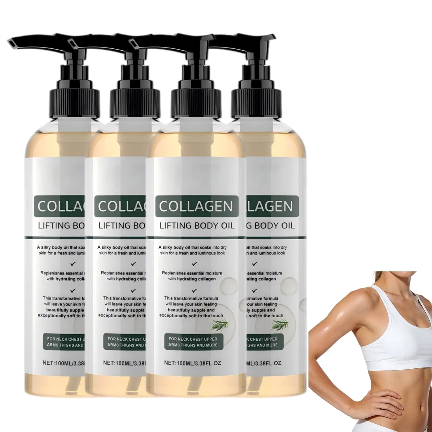 Коллагеновое лифтинг-масло для тела, увлажняющее коллагеновое масло, anti-aging, 100 мл, 4 шт, YLJHDS